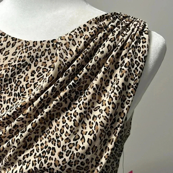 Betsey Johnson Animal Print Ruched Sleeveless Sheath Dress - Picture 15 of 15